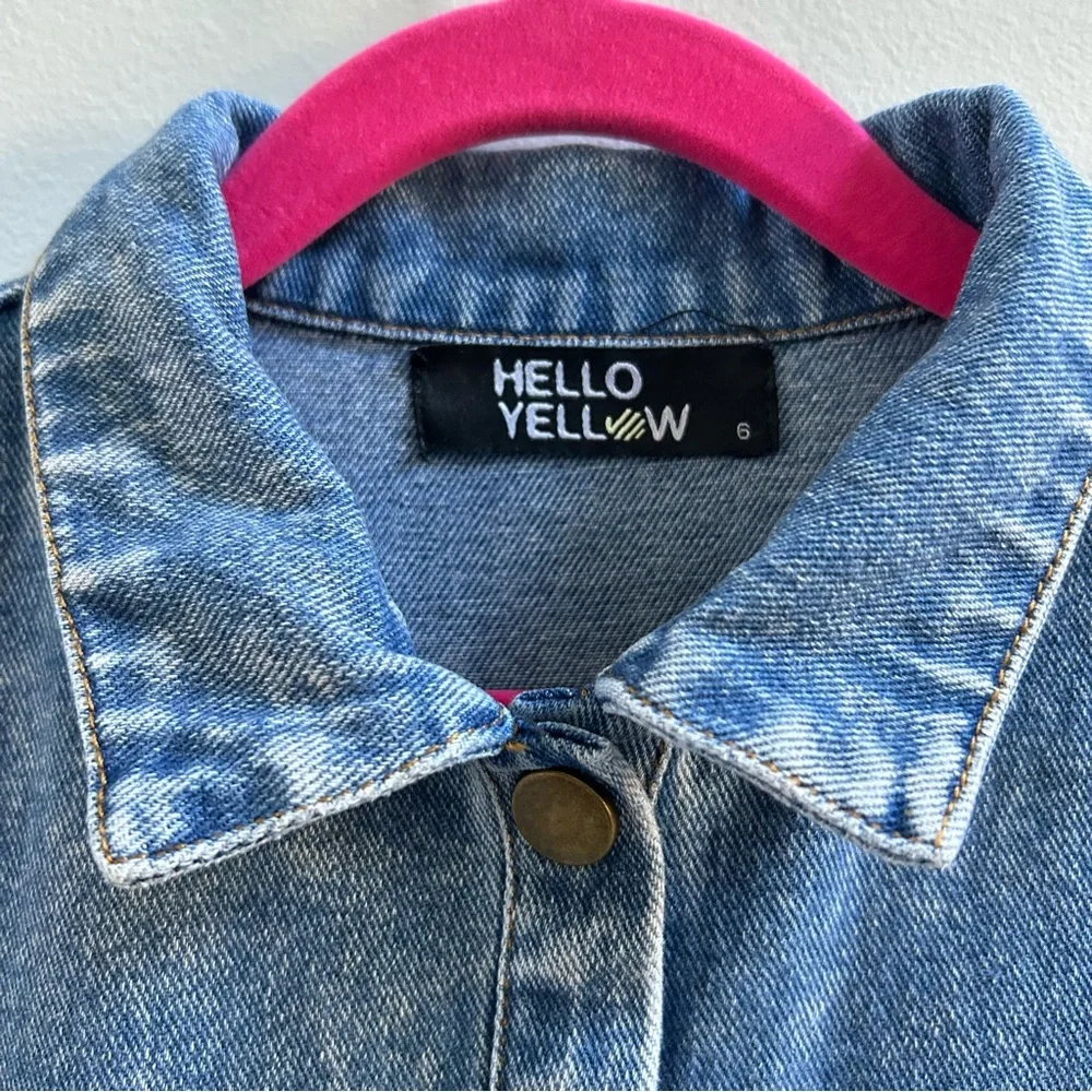 Hello Yellow Girl’s Blue Distressed Denim Pleated Skirt Shirt Dress, Size 6